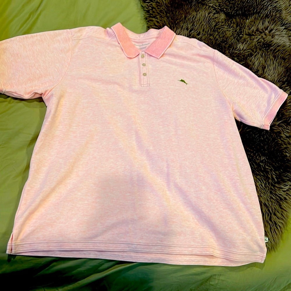Heather pink Tommy Bahama island zone short sleeve polo in NWOT